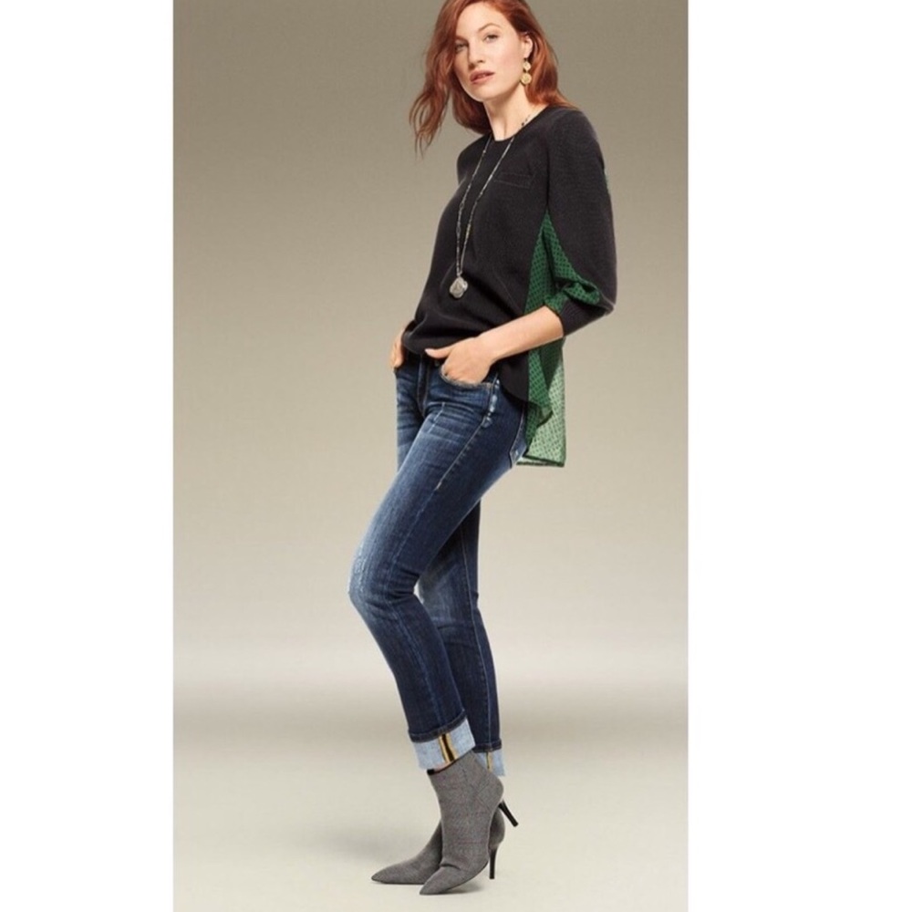 CAbi Get It Together Sweater Green Black Medium